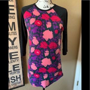 LulaRoe Randy Floral Baseball T-shirt